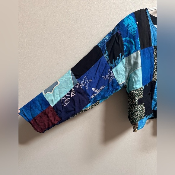 NEW Vintage Kosi Bali 90s Patchwork Blue Quilted Jacket Handmade Women’s M/L - Picture 5 of 11